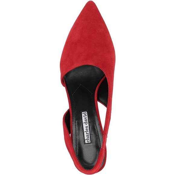 Charles David Collection Picasso Kidsuede Red Pump - Picture 5 of 7